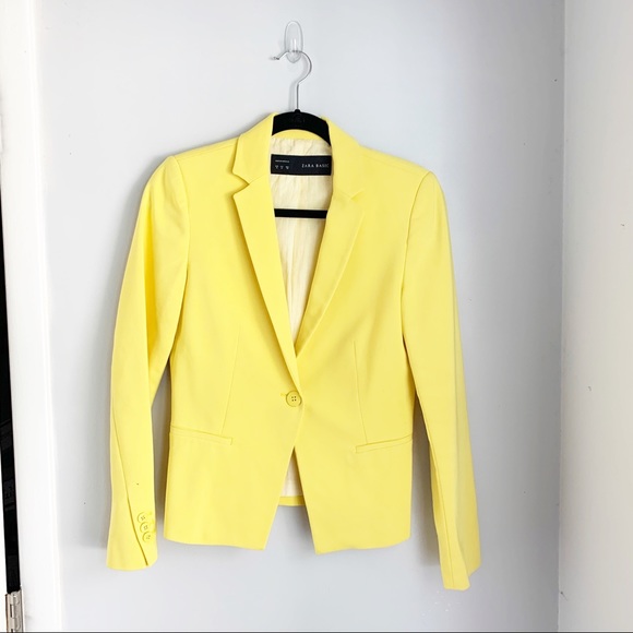 zara basic yellow blazer